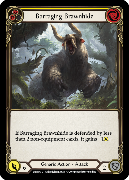 Barraging Brawnhide (Yellow) [WTR177-C] (Welcome to Rathe)  Alpha Print Normal | Good Games Modbury