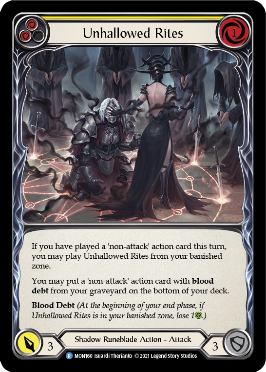 Unhallowed Rites (Yellow) [MON160-RF] (Monarch)  1st Edition Rainbow Foil | Good Games Modbury