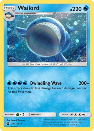 Wailord (40/168) (Cosmos Holo) [Sun & Moon: Celestial Storm] | Good Games Modbury