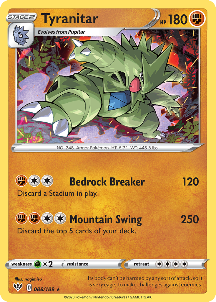 Tyranitar (088/189) [Sword & Shield: Darkness Ablaze] | Good Games Modbury