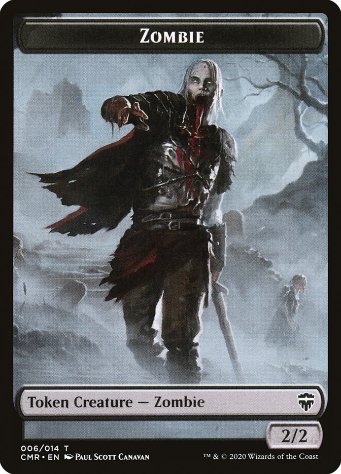 Horror // Zombie Double-Sided Token [Commander Legends Tokens] | Good Games Modbury