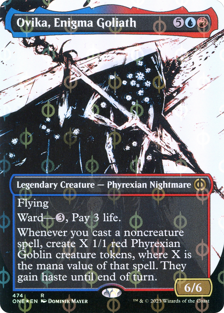 Ovika, Enigma Goliath (Borderless Ichor Step-and-Compleat Foil) [Phyrexia: All Will Be One] | Good Games Modbury