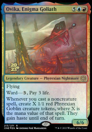 Ovika, Enigma Goliath [Phyrexia: All Will Be One Prerelease Promos] | Good Games Modbury