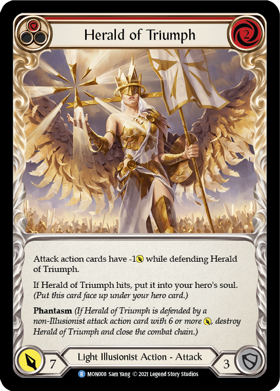 Herald of Triumph (Red) [MON008-RF] (Monarch)  1st Edition Rainbow Foil | Good Games Modbury