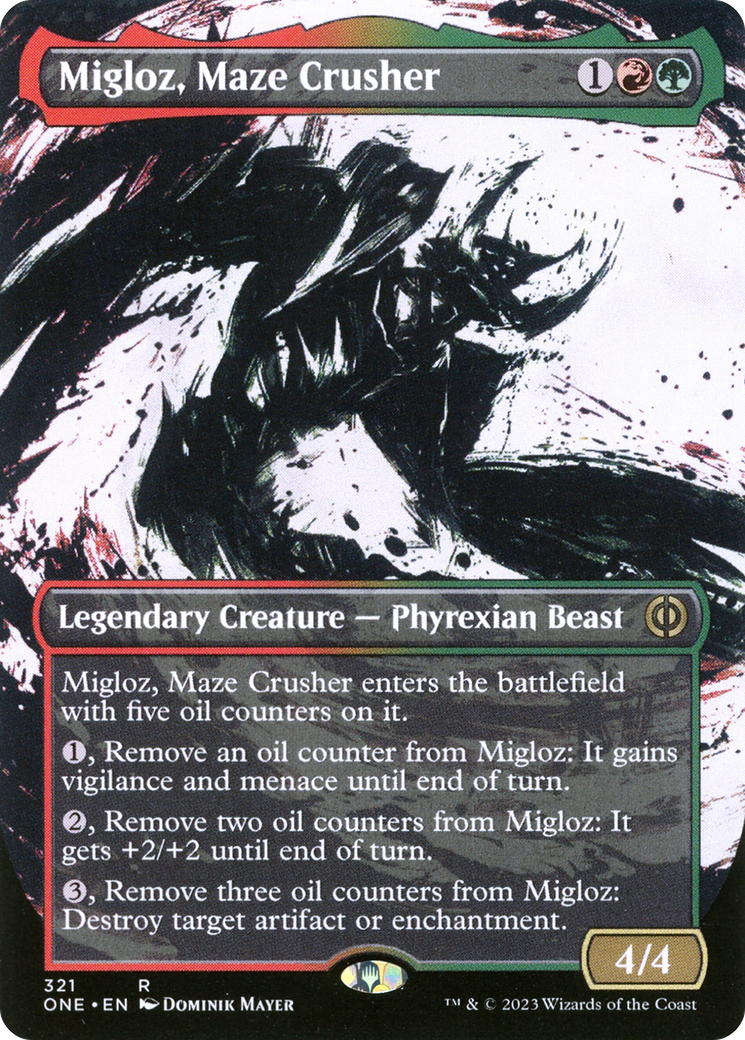 Migloz, Maze Crusher (Borderless Ichor) [Phyrexia: All Will Be One] | Good Games Modbury