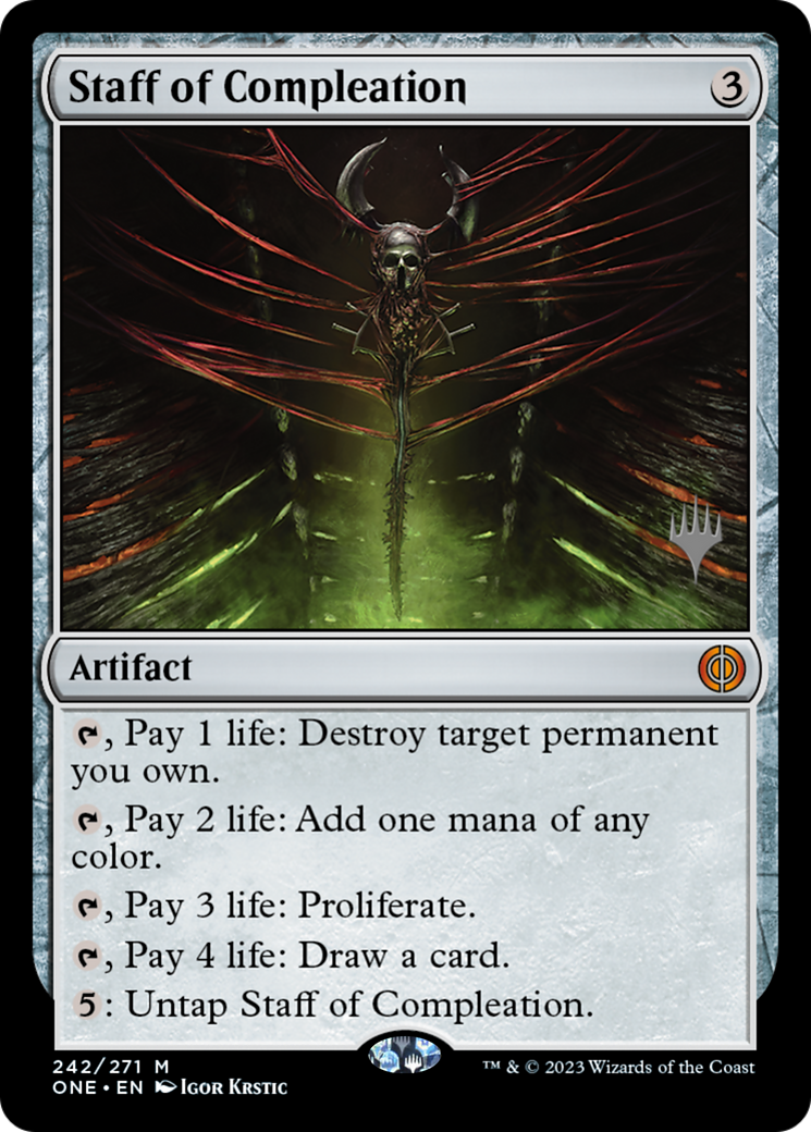 Staff of Compleation (Promo Pack) [Phyrexia: All Will Be One Promos] | Good Games Modbury