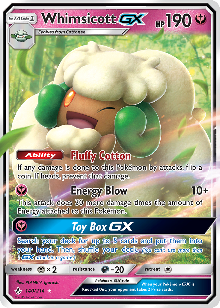 Whimsicott GX (140/214) [Sun & Moon: Unbroken Bonds] | Good Games Modbury