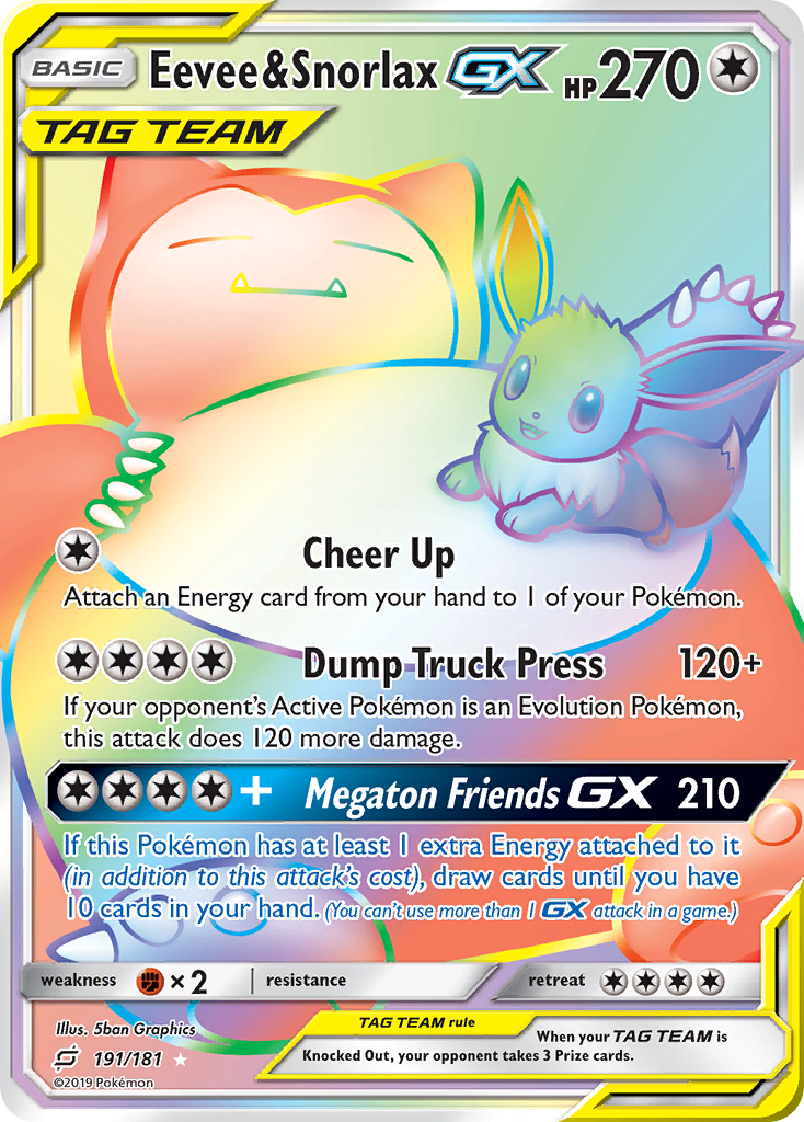 Eevee & Snorlax GX (191/181) [Sun & Moon: Team Up] | Good Games Modbury