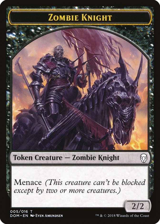 Zombie Knight Token [Dominaria Tokens] | Good Games Modbury