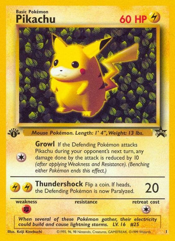 Pikachu (1) (1st Edition Misprint Promo) [Wizards of the Coast: Black Star Promos] | Good Games Modbury