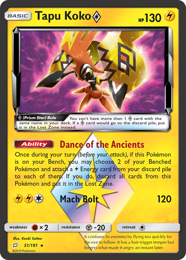 Tapu Koko (51/181) (Prism Star) [Sun & Moon: Team Up] | Good Games Modbury