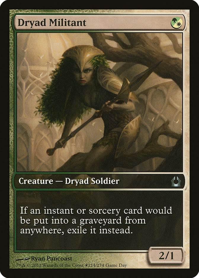 Dryad Militant (Game Day) (Extended Art) [Return to Ravnica Promos] | Good Games Modbury