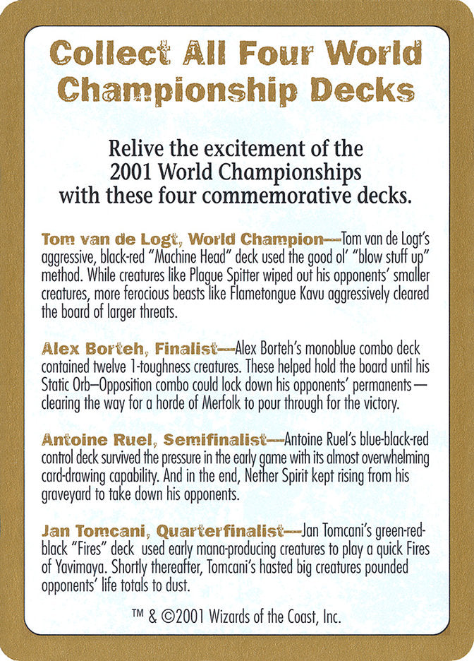 2001 World Championships Ad [World Championship Decks 2001] | Good Games Modbury