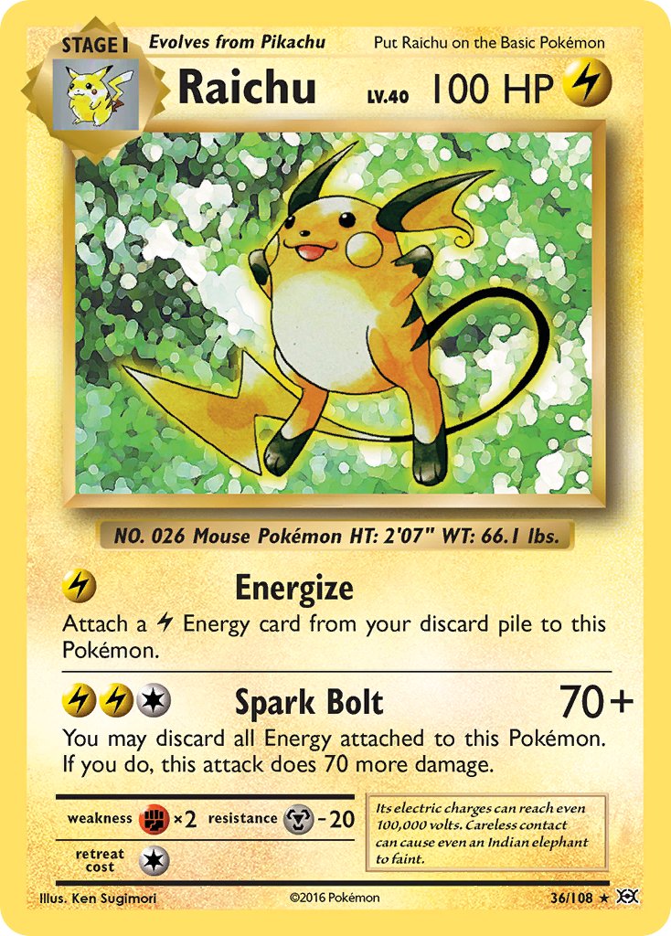 Raichu (36/108) (Theme Deck Exclusive) [XY: Evolutions] | Good Games Modbury