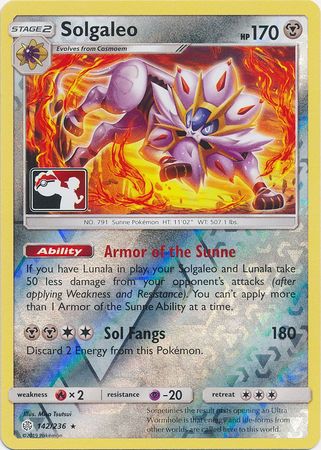 Solgaleo (142/236) (Pokemon Club Special Print) [Sun & Moon: Cosmic Eclipse] | Good Games Modbury