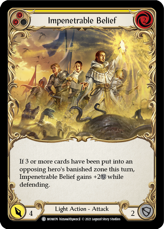 Impenetrable Belief (Yellow) [MON076-RF] (Monarch)  1st Edition Rainbow Foil | Good Games Modbury