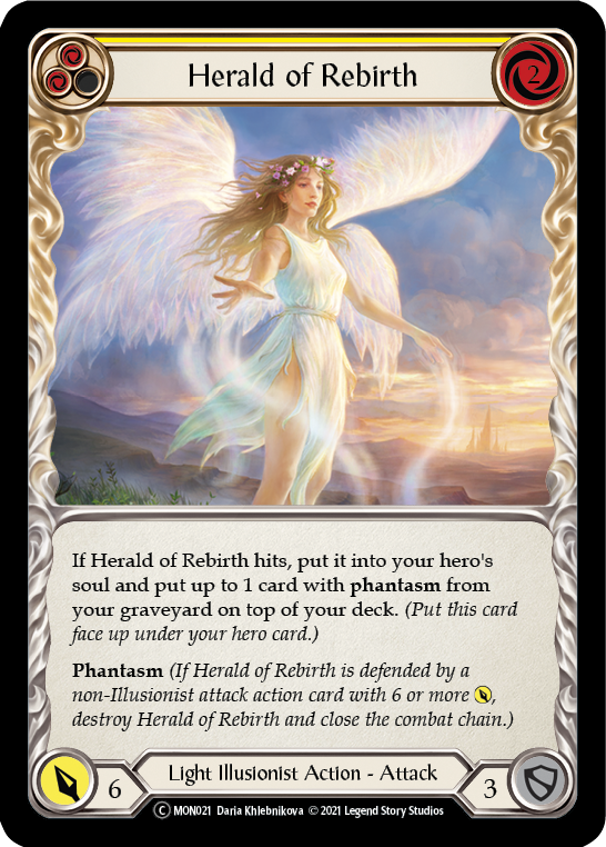 Herald of Rebirth (Yellow) [U-MON021-RF] (Monarch Unlimited)  Unlimited Rainbow Foil | Good Games Modbury