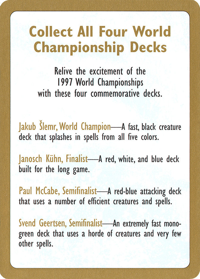 1997 World Championships Ad [World Championship Decks 1997] | Good Games Modbury