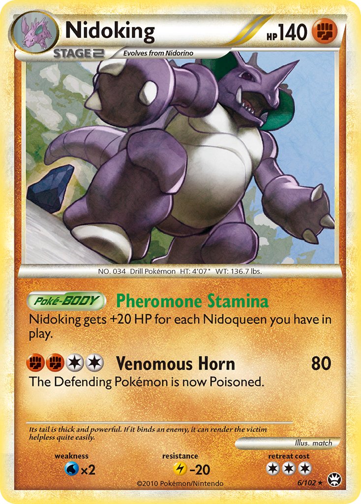 Nidoking (6/102) (Cracked Ice Holo) (Theme Deck Exclusive) [HeartGold & SoulSilver: Triumphant] | Good Games Modbury