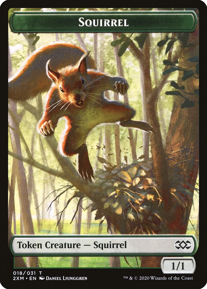 Demon // Squirrel Double-Sided Token [Double Masters Tokens] | Good Games Modbury