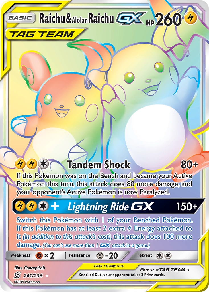 Raichu & Alolan Raichu GX (241/236) [Sun & Moon: Unified Minds] | Good Games Modbury