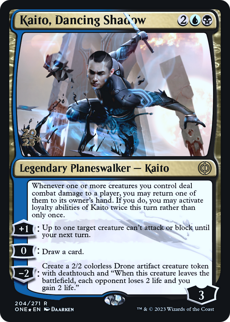 Kaito, Dancing Shadow [Phyrexia: All Will Be One Prerelease Promos] | Good Games Modbury