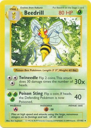 Beedrill (17/102) [Base Set Shadowless Unlimited] | Good Games Modbury