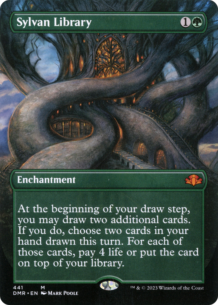 Sylvan Library (Borderless Alternate Art) [Dominaria Remastered] | Good Games Modbury