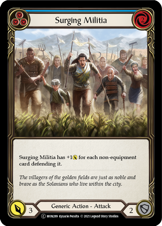Surging Militia (Blue) [U-MON289-RF] (Monarch Unlimited)  Unlimited Rainbow Foil | Good Games Modbury