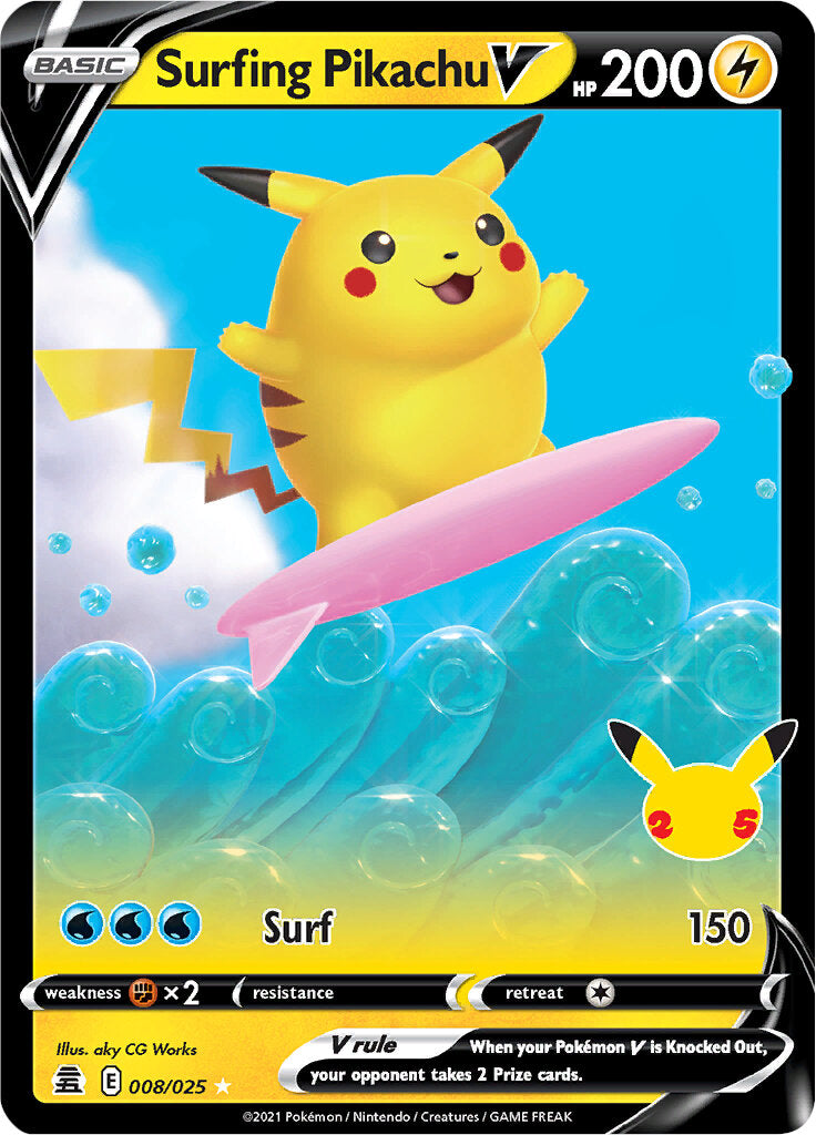 Surfing Pikachu V (008/025) [Celebrations: 25th Anniversary] | Good Games Modbury