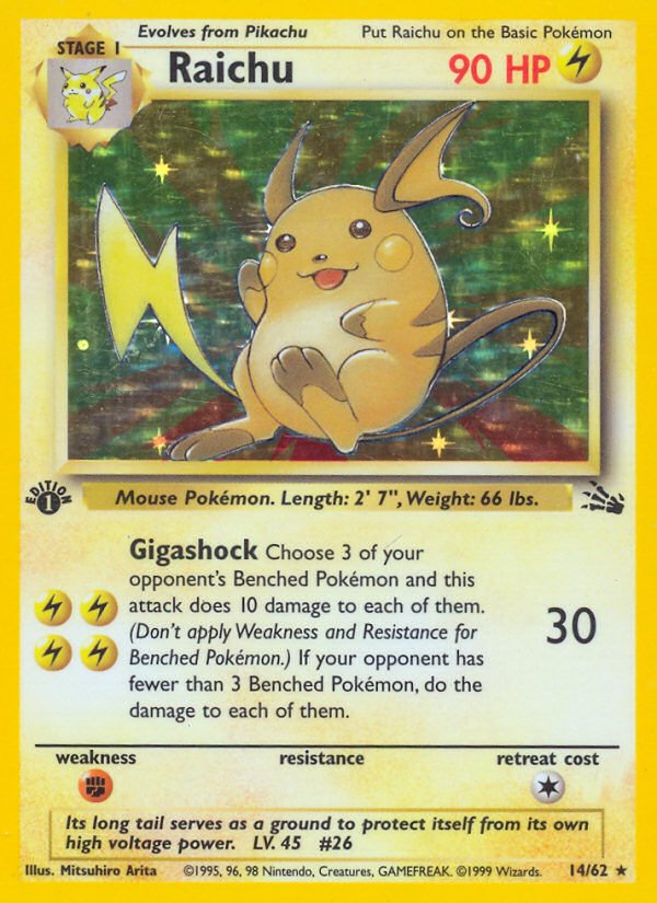 Raichu (14/62) [Fossil 1st Edition] | Good Games Modbury