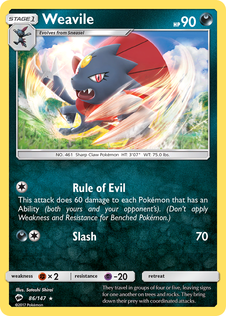 Weavile (86/147) [Sun & Moon: Burning Shadows] | Good Games Modbury