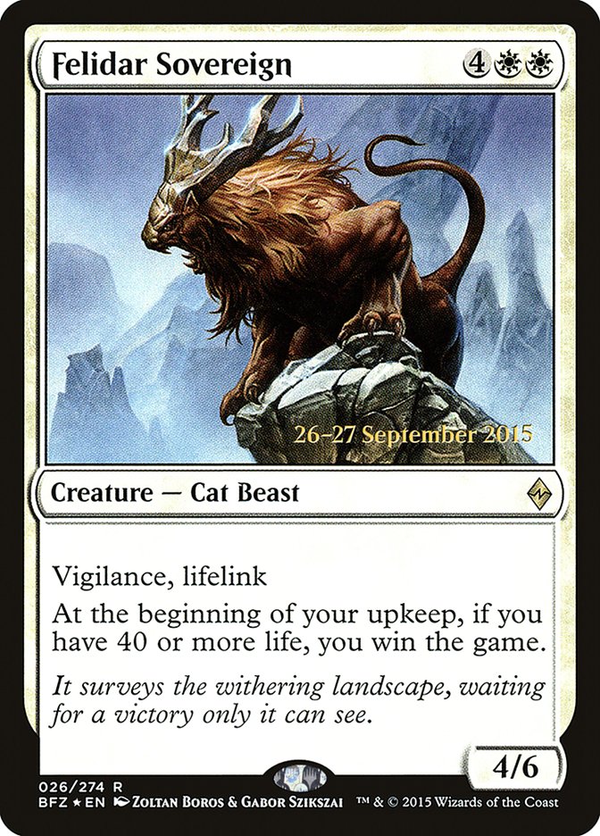 Felidar Sovereign [Battle for Zendikar Prerelease Promos] | Good Games Modbury