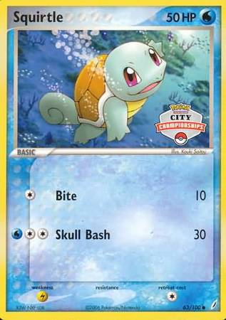 Squirtle (63/100) (City Championship Promo) [EX: Crystal Guardians] | Good Games Modbury
