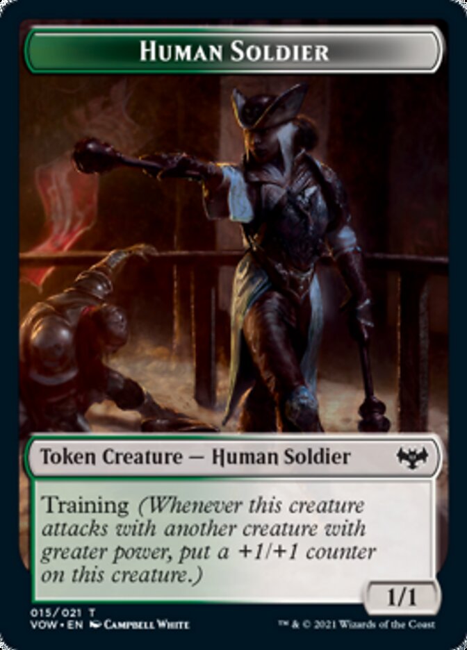 Zombie (008) // Human Soldier Double-Sided Token [Innistrad: Crimson Vow Tokens] | Good Games Modbury
