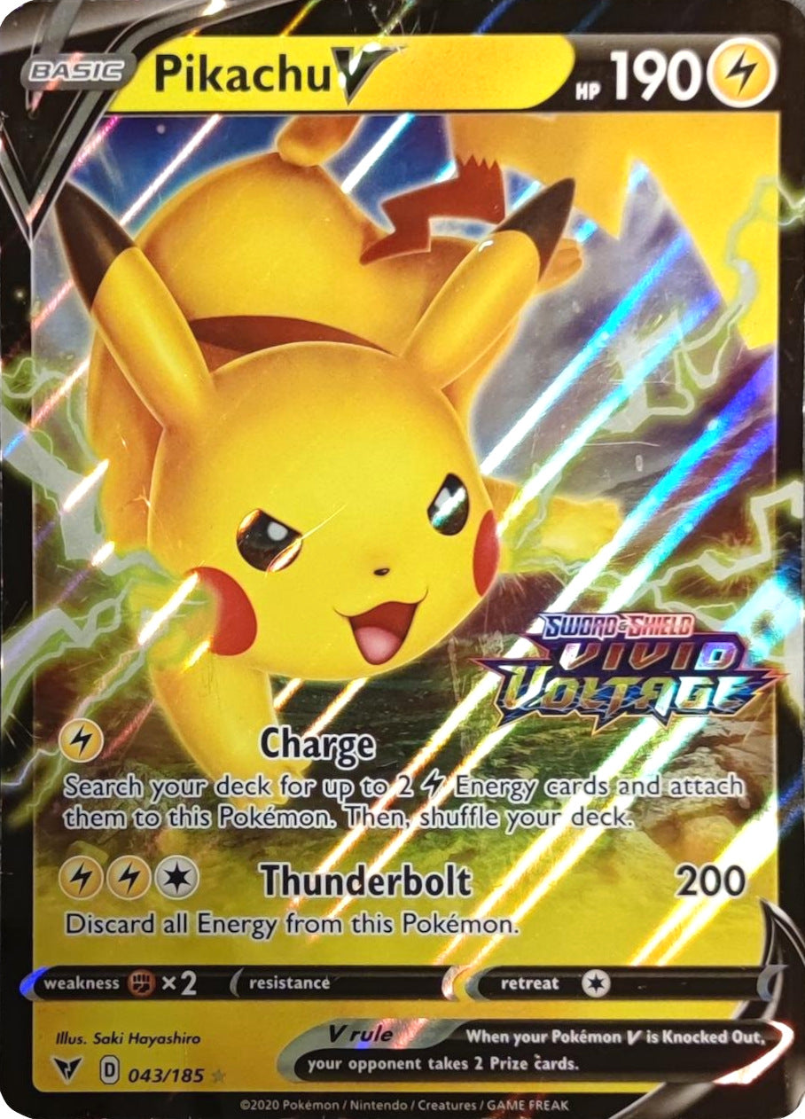 Pikachu V (043/185) (Vivid Voltage Stamp) [Sword & Shield: Vivid Voltage] | Good Games Modbury