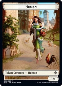 Human // Food (17) Double-Sided Token [Throne of Eldraine Tokens] | Good Games Modbury