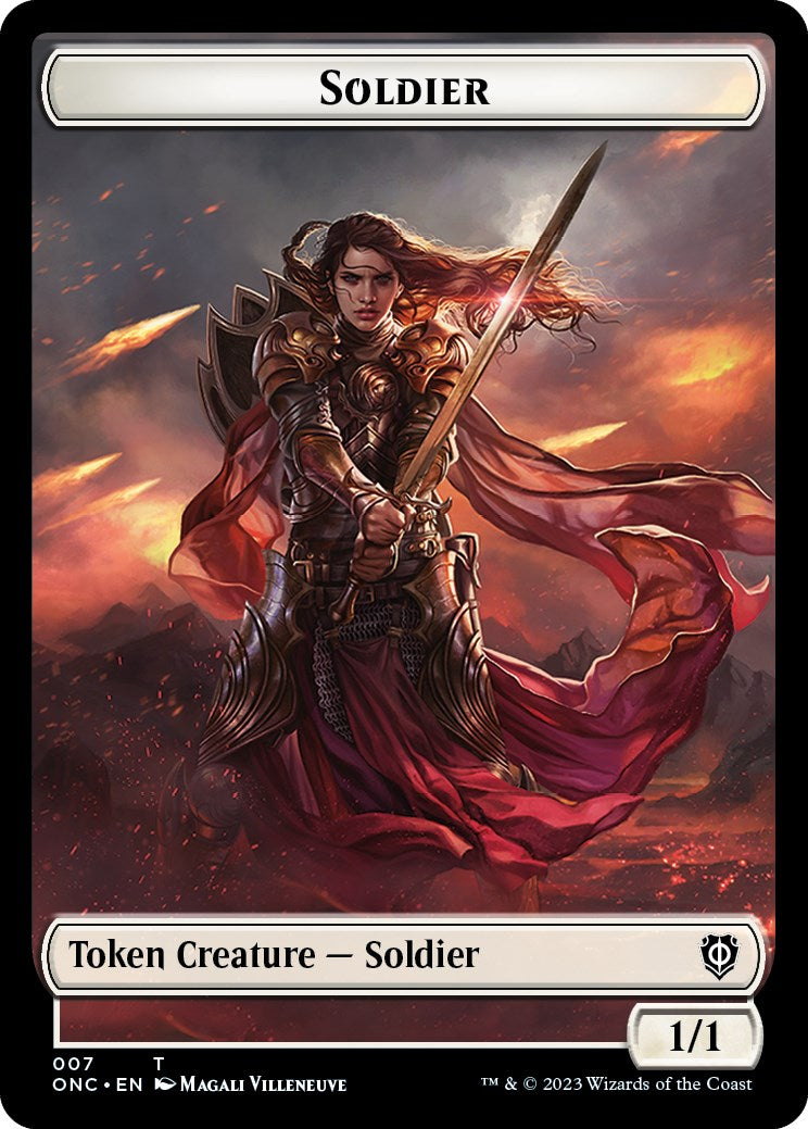 Soldier (007) // Angel Double-Sided Token [Phyrexia: All Will Be One Commander Tokens] | Good Games Modbury