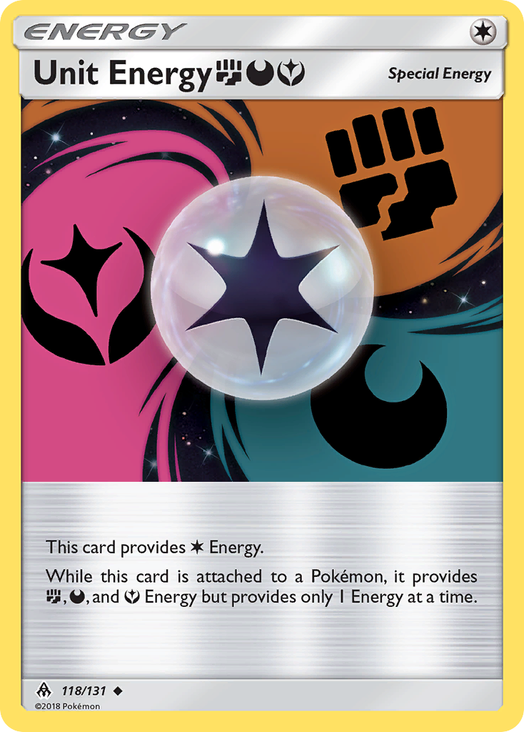 Unit Energy (118/131) (Fighting, Darkness, Fairy) [Sun & Moon: Forbidden Light] | Good Games Modbury