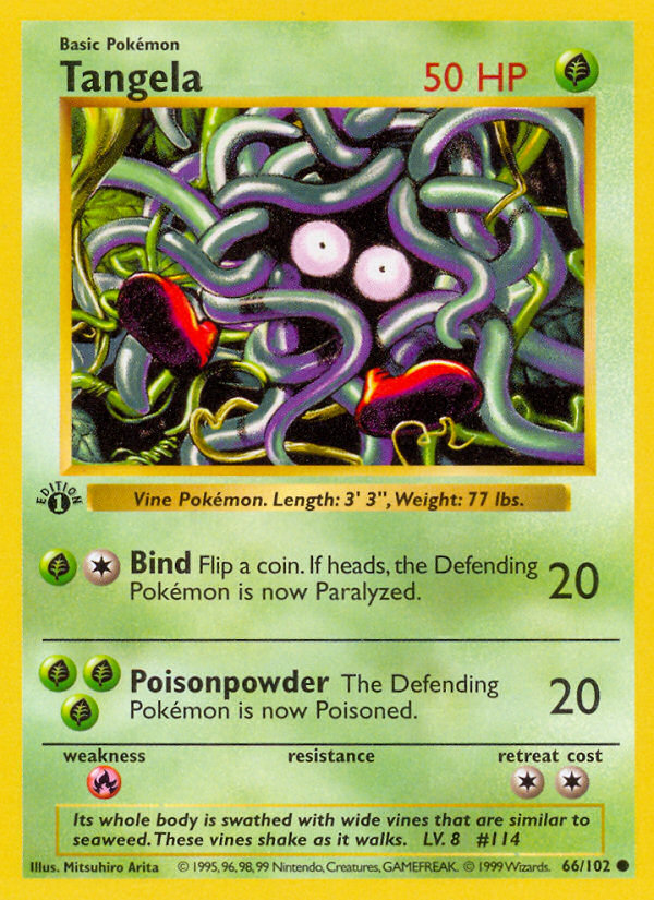 Tangela (66/102) (Shadowless) [Base Set 1st Edition] | Good Games Modbury