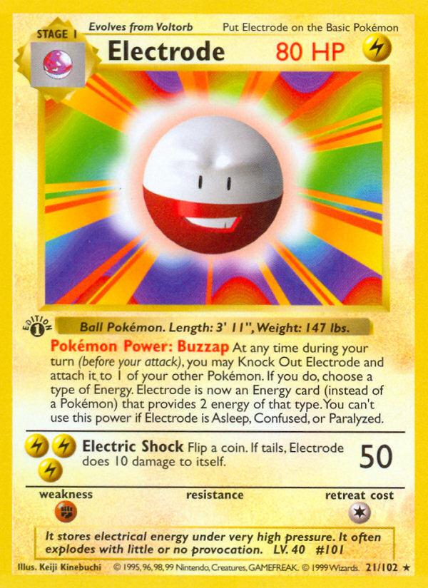 Electrode (21/102) (Shadowless) [Base Set 1st Edition] | Good Games Modbury