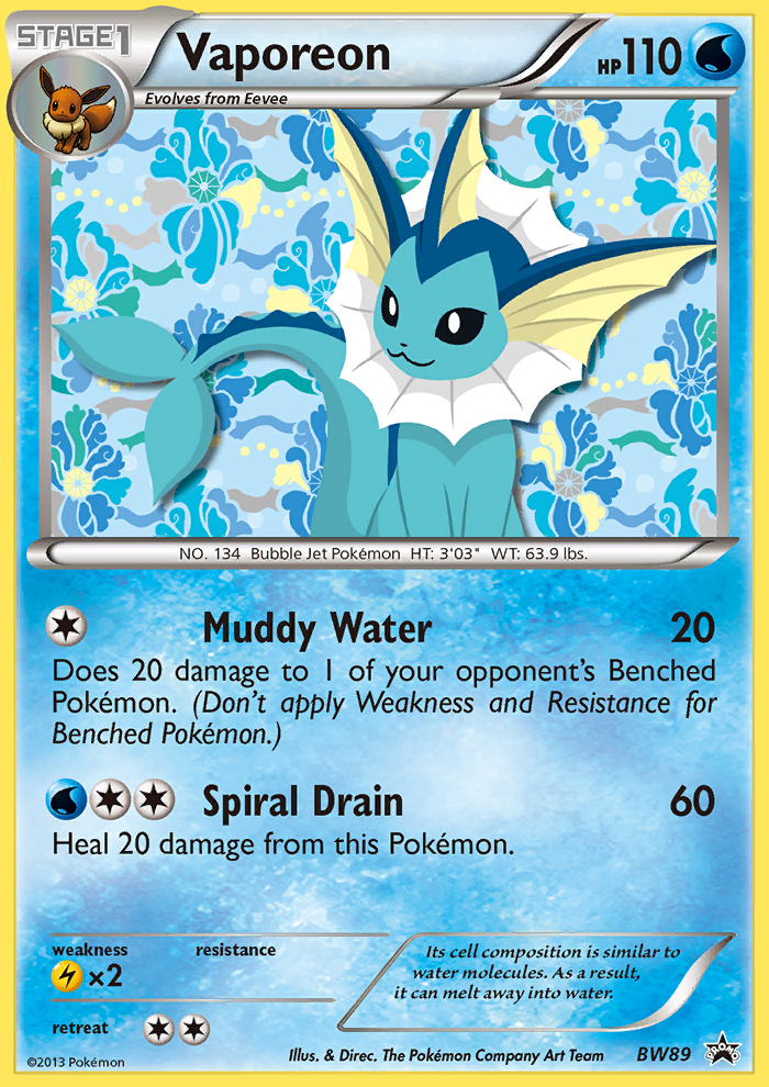 Vaporeon (BW89) [Black & White: Black Star Promos] | Good Games Modbury