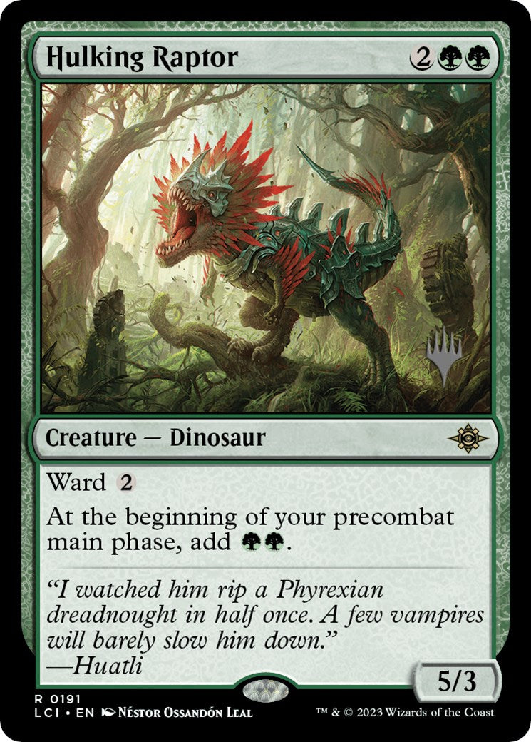 Hulking Raptor (Promo Pack) [The Lost Caverns of Ixalan Promos] | Good Games Modbury