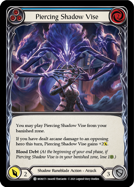 Piercing Shadow Vise (Blue) [MON173-RF] (Monarch)  1st Edition Rainbow Foil | Good Games Modbury