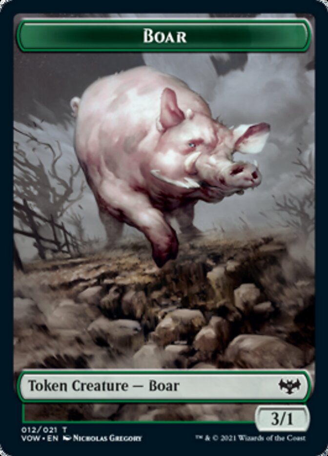 Zombie (008) // Boar Double-Sided Token [Innistrad: Crimson Vow Tokens] | Good Games Modbury