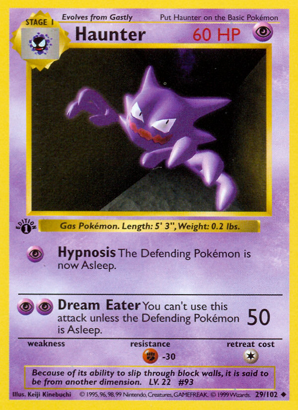 Haunter (29/102) (Shadowless) [Base Set 1st Edition] | Good Games Modbury