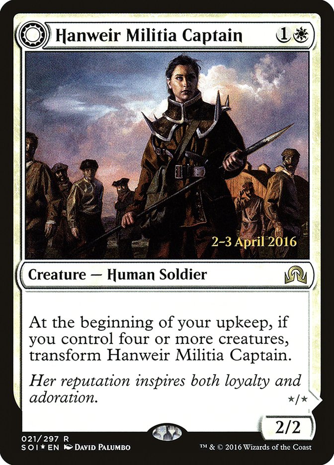 Hanweir Militia Captain // Westvale Cult Leader [Shadows over Innistrad Prerelease Promos] | Good Games Modbury