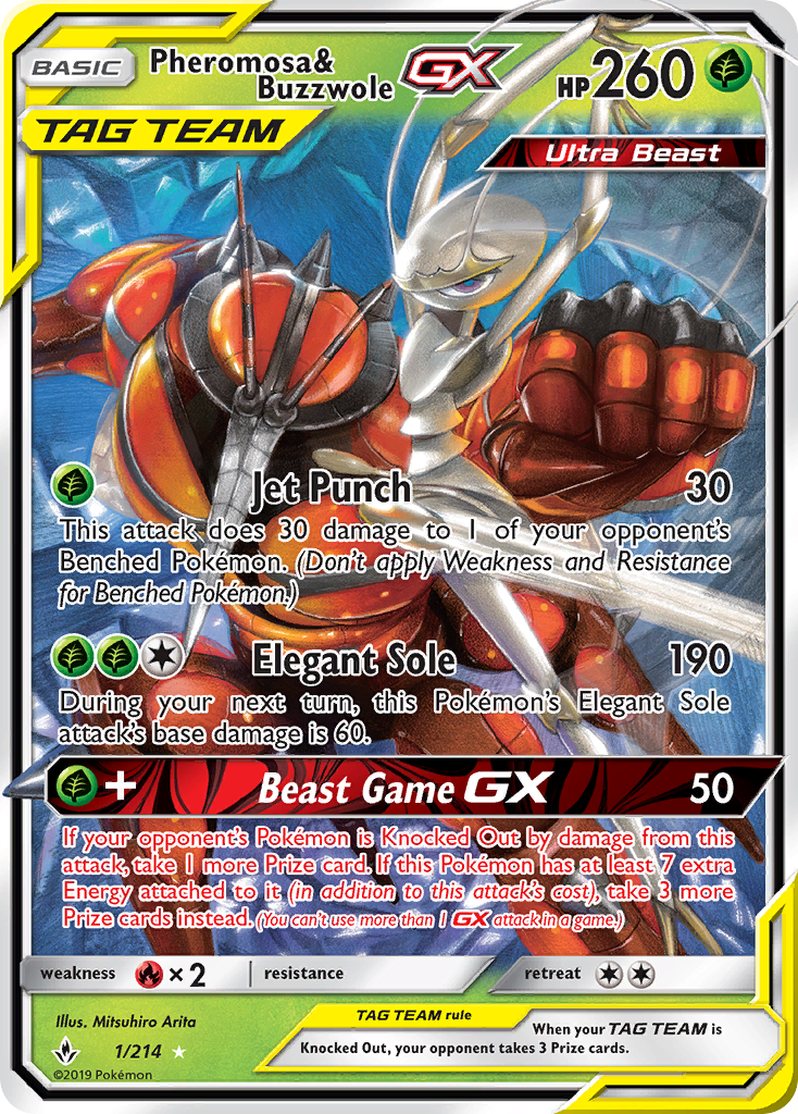 Pheromosa & Buzzwole GX (1/214) [Sun & Moon: Unbroken Bonds] | Good Games Modbury