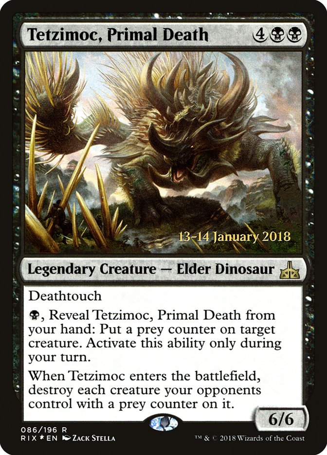 Tetzimoc, Primal Death [Rivals of Ixalan Prerelease Promos] | Good Games Modbury