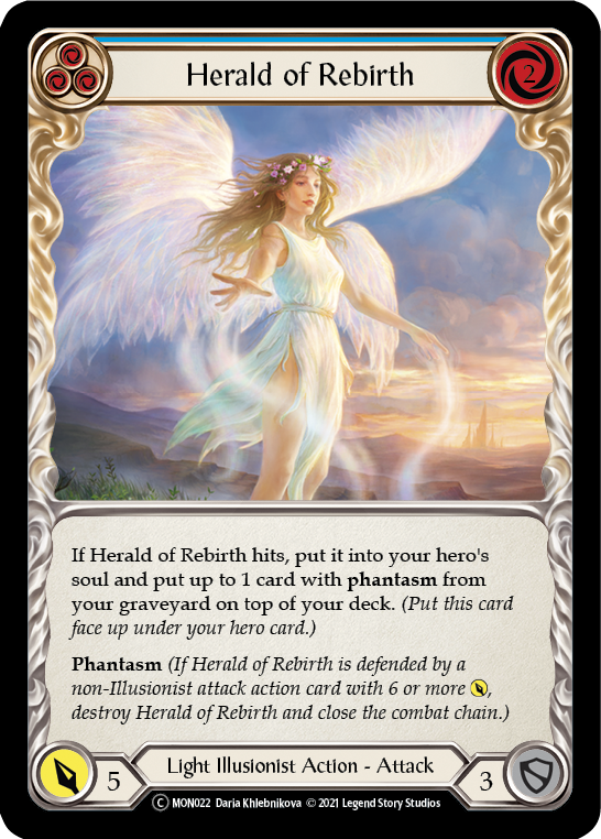 Herald of Rebirth (Blue) [U-MON022-RF] (Monarch Unlimited)  Unlimited Rainbow Foil | Good Games Modbury